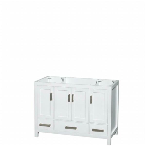 Wyndham Collection Sheffield 48 In. Single Bathroom Vanity In White, No Countertop, No Sink, And No Mirror WCS141448SWHCXSXXMXX